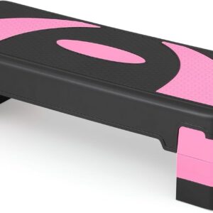 Aerobics Stepper Platform for Exercise Adjustable Compact Workout Step for Cardio, Core and Strength Training