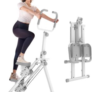 Leikefitness Stair Stepper for Home Gym,Vertical Climber Machine for Full-Body Workout,Foldable Cardio Stepper with Adjustable Handle and Treads for Women & Men (White)