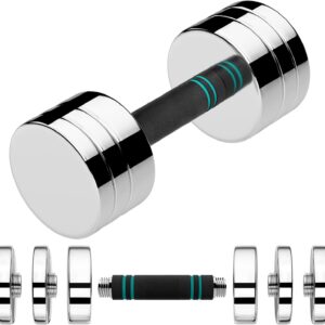 LIFERUN Single Steel Adjustable Dumbbell, 5/10/15lb Free Weight Single Dumbbell, Non-Slip and Comfortable Foam Handle, Adjustable Single Dumbbell for Home Gym Office Exercise