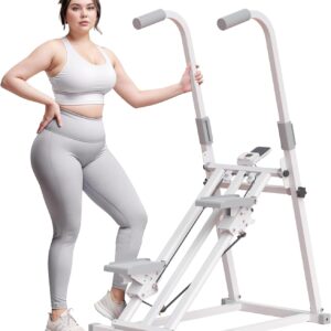 Foldable Stair Stepper for Home Gym Exercise, Vertical Stair Climber Exercise Machine with Adjustable Handlebar & Pedals, Compact Full Body Cardio Workout Equipment