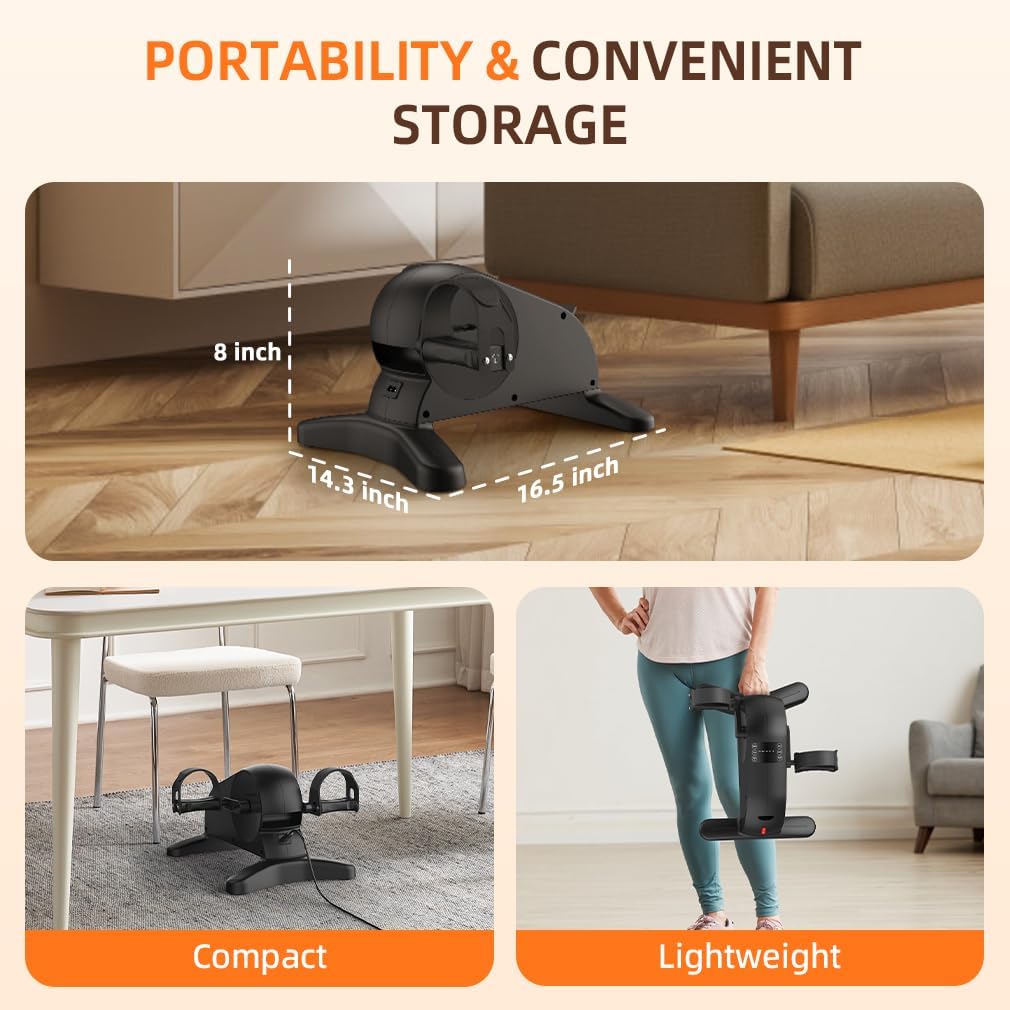 Motorized Mini Exercise Bike Electric Pedal Exerciser for Seniors,Under Desk Bike Pedal Exerciser for Arm/Leg Fitness & Physical Therapy,Manual/Auto Speed Adjustment Leg Exercise Equipment - Image 6
