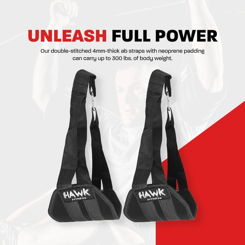 Hawk Sports Ab Straps for Men and Women, Ab Workout Equipment for Maximum Fitness and Bodybuilding Gains, Exercise Equipment for Fat Burning and Strength Training, Lifting Straps for Six Pack Abs - Image 2