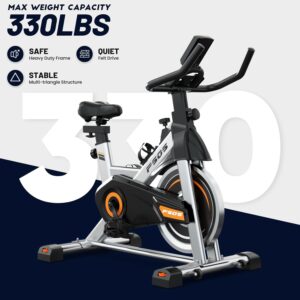 Exercise Bike, Stationary Bikes for Home Indoor Cycling Bike Cycle Bike with Digital Display & Comfortable Seat Cushion, Silvery