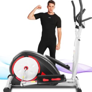 ANCHEER Elliptical Exercise Machine, Ultra-Silent Magnetic Elliptical Training Machines for Home Gym, 8 Resistance Levels Control with Pulse Rate Grips, LCD Monitor Max Capacity 380Lbs
