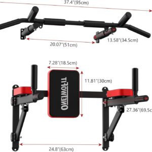 ONETWOFIT Wall Mounted Pull Up Bar, 2 in 1 Pull Up and Dip Bar Station Space Saving Multifunctional Wall Mount Chin Up Bar Indoor Outdoor Strength Training Home Gym Equipment