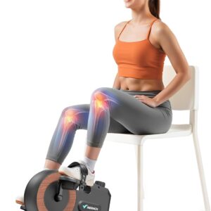 Under Desk Bike Pedal Exerciser, Quiet Magnetic Mini Exercise Bike with MERACH App for Arm, Leg Recovery, Physical Therapy, Smooth Foot Desk Cycle with 2 Resistance Bands & Non-Slip Mat