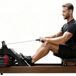 Foldable Rowing Machines for Home with Adjustable Large Water Tank & Comfortable Seat for Real Experience Immersive Water Rower, APP Link,Joint 0 Impact 330LBS Weight Capacity;