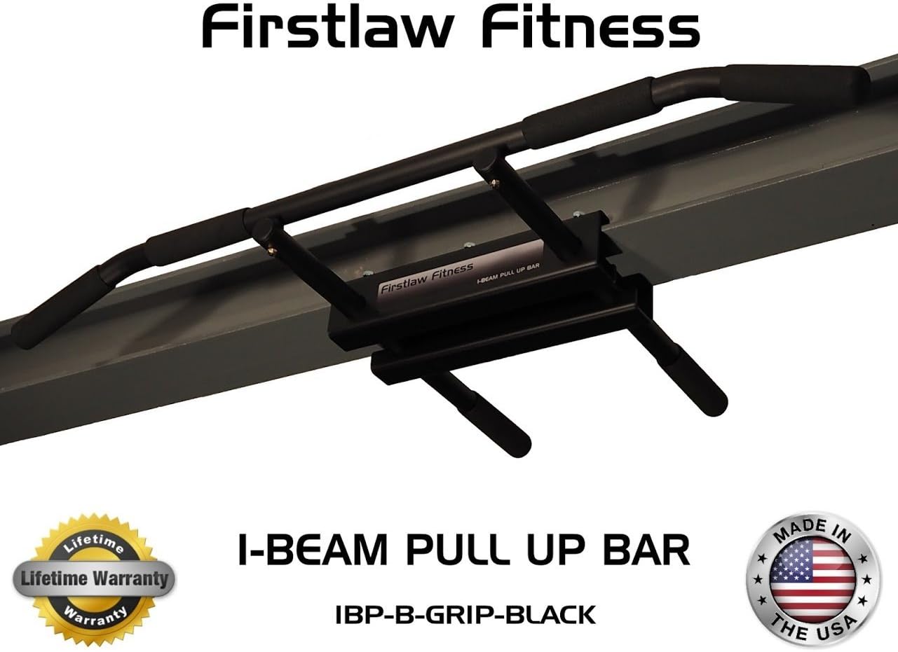 Firstlaw Fitness - 600 LBS Weight Limit - I-Beam Pull Up Bar - Long Bar with Bent Ends - Durable Rubber Grips - Black Label - Made in The USA! - Image 4
