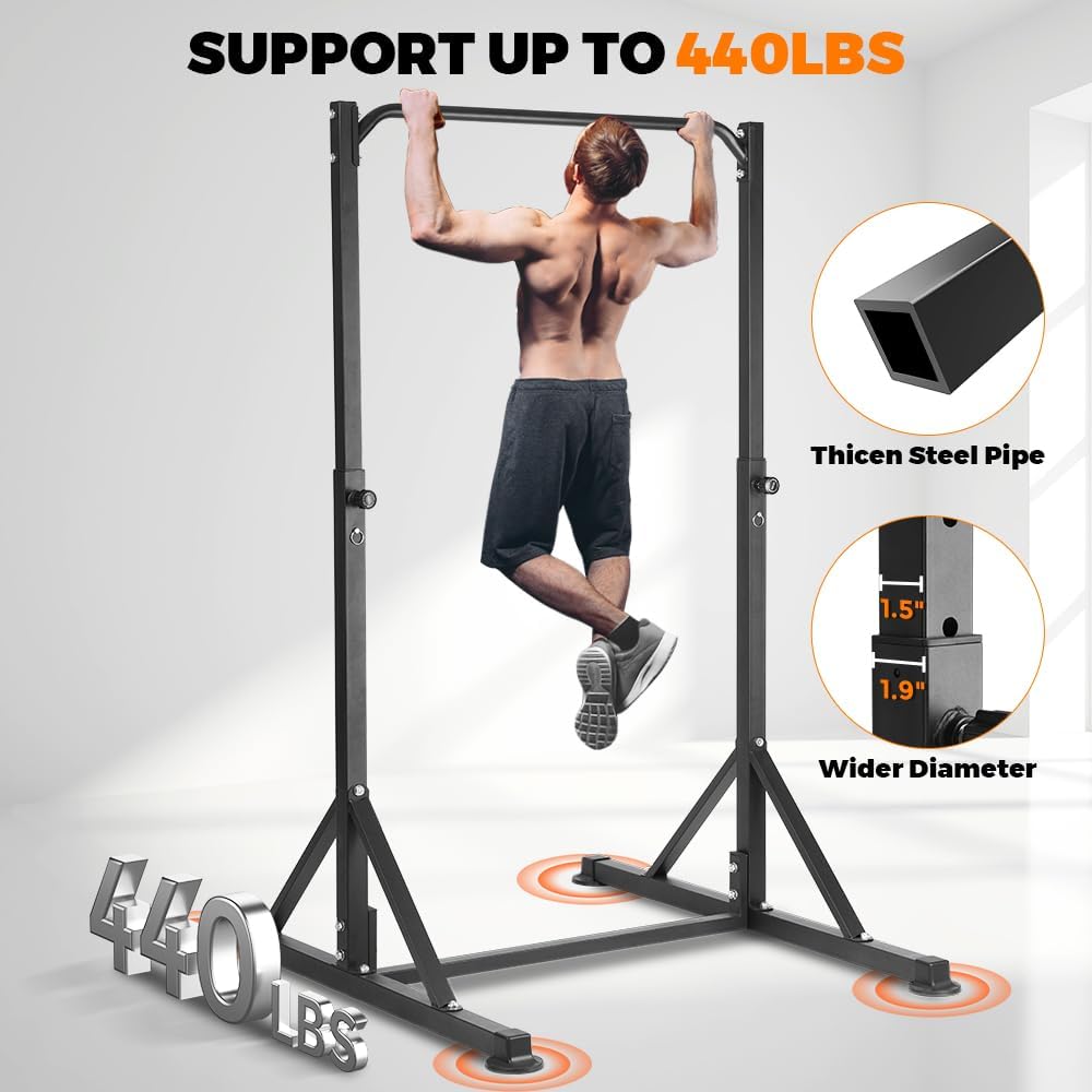 Pull Up Station, Power Tower Adjustable Pullup Bar Free Standing, Heavy Duty Multifunction Strength Training Pull Up Bar, Gym Workout Fitness Equipment Chin up Bar for Home Outdoor, 440LBS Capacity - Image 5