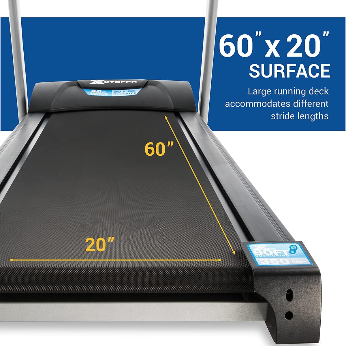 XTERRA Fitness Sport Series Premium Folding Smart Treadmill, Handlebar Speed and Incline Controls, Large XTRASoft Cushioned Running Deck, Built-in FTMS-Enabled Bluetooth with XTERRA+ Fitness App - Image 10