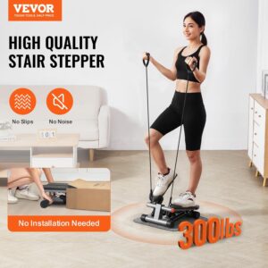 VEVOR Stair Stepper, Mini Stepper for Exercise at Home, Hydraulic Fitness Stepper with Resistance Bands, Full Body Workout Cardio Equipment, Stair Climber