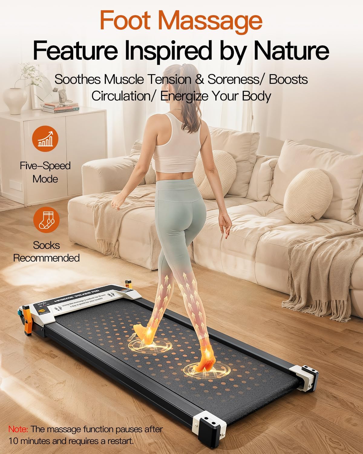 FUNRAY Versatile Walking Pad Treadmill with Incline - Dual-Sided Under Desk Treadmill with Foot Massage,2 in 1 Walking Machine for Home/Office with 330LBS Weight Capacity - Image 3