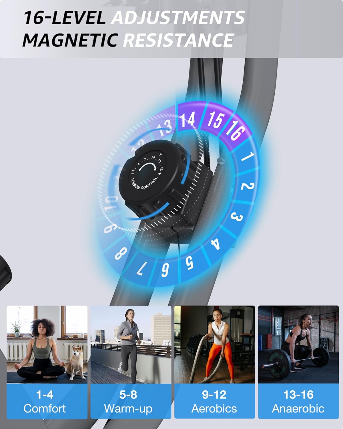 Foldable Exercise Bike for Small Apartments, Stationary Bikes for Home, Indoor Portable Cycling Bike with 16-Level Magnetic Resistance, 260LBS Capacity, 5.5 LBS Flywheel, Designed for Small Space Workout 816 - Image 2