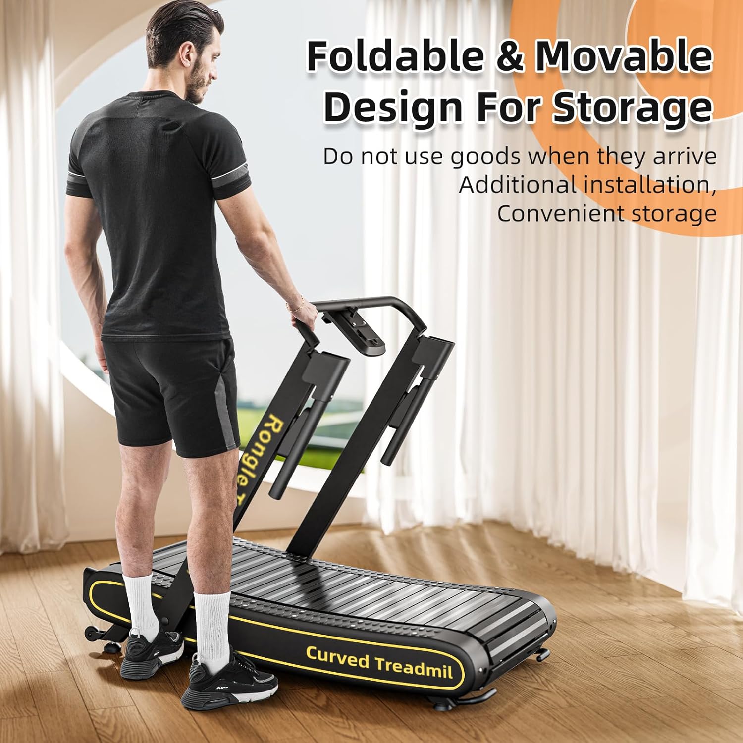 Curved Treadmill, Curved Treadmills Home, Non-Electric Motorized Treadmill-300 LBS Capacity,No Assembly Required Self-Generated Curved Treadmill Exercise Treadmills - Image 5