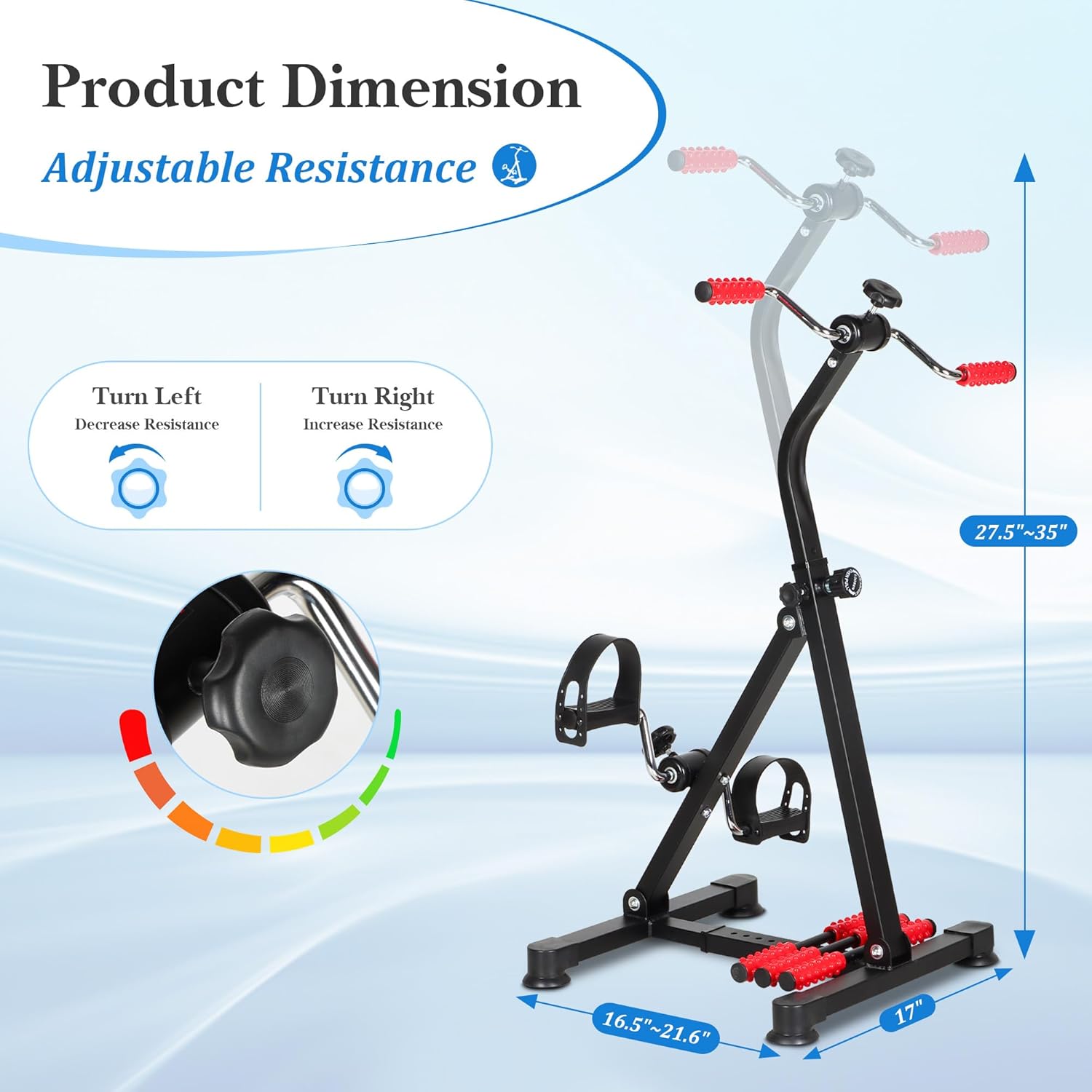 Adjustable Pedal Exerciser Bike for Seniors,Hand Arm Leg and Knee Therapy, Stroke Recovery, Portable Fitness Equipment for Total Body Workout - Great Gift for Elderly Rehab - Image 2