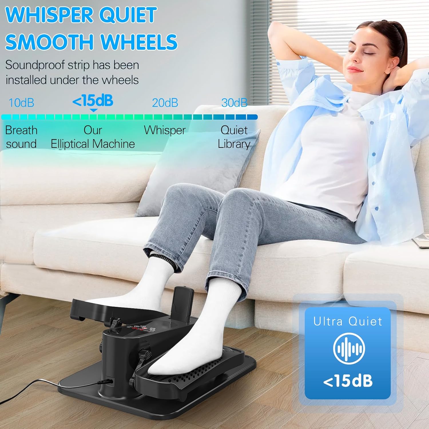 Under Desk Elliptical Machine, Mini Ellipse Leg Exerciser Electric Seated Pedal Fully Assembled Quiet Compact for Seniors Portable Stepper with Remote Control for Home - Image 3
