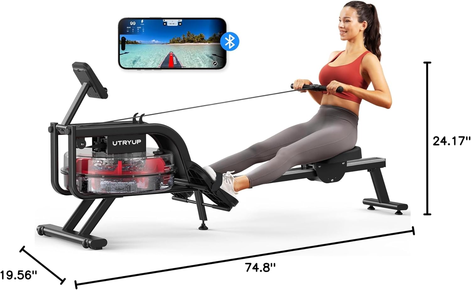 Magnetic Rowing Machines for Home (R05), Water Rowing (R10), 16 Levels of Quiet Resistance Foldable Compact Rowing Machine 350 LB Weight Capacity with Bluetooth, App Supported, Tablet Holder - Image 10