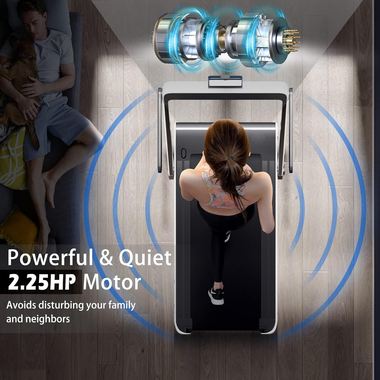 Goplus 2 in 1 Folding Treadmill, 2.25HP Superfit Under Desk Electric Treadmill, Installation-Free with Remote Control, APP Control and LED Display, Walking Jogging for Home Office - Image 9