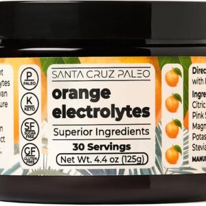 Santa Cruz Paleo Electrolyte Powder, Orange Flavor, Sugar Free Hydration Drink Mix with Himalayan Pink Salt, Sea Salt, Magnesium Glycinate, Potassium Chloride, Sweetened with Stevia, 30 Servings