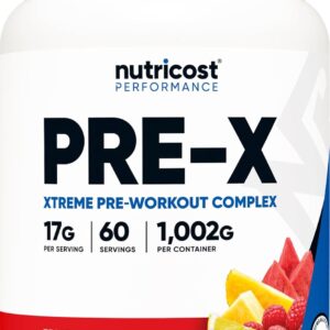 Nutricost Pre-X Xtreme Pre-Workout Complex Powder, Fruit Punch, 60 Servings, Vegetarian, Non-GMO and Gluten Free