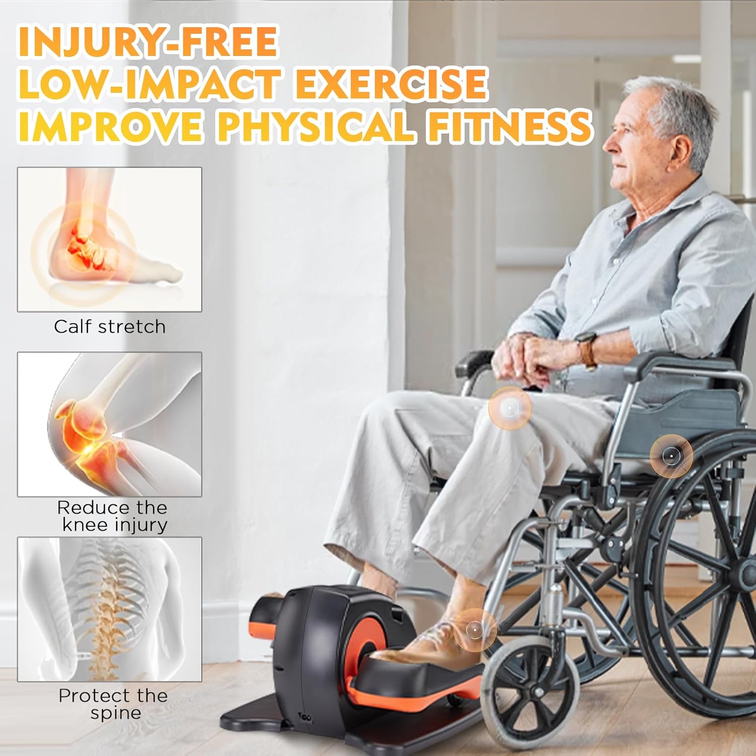 Under Desk Elliptical Machine, Electric Ellipse Leg Exerciser As Seen On TV with 12 Speed for Seniors,Portable Foot Leg Exerciser, Mini Seated Pedal Exerciser for Home Office - Image 4