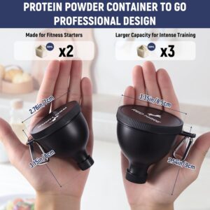 RED HARE Premium Protein Powder Containers with Sturdy Aluminium Carabiners, Portable Pre Workout and Protein Powder Funnels for Supplement Powder Mixes, 2 Large&2 Small Water Bottle Funnels