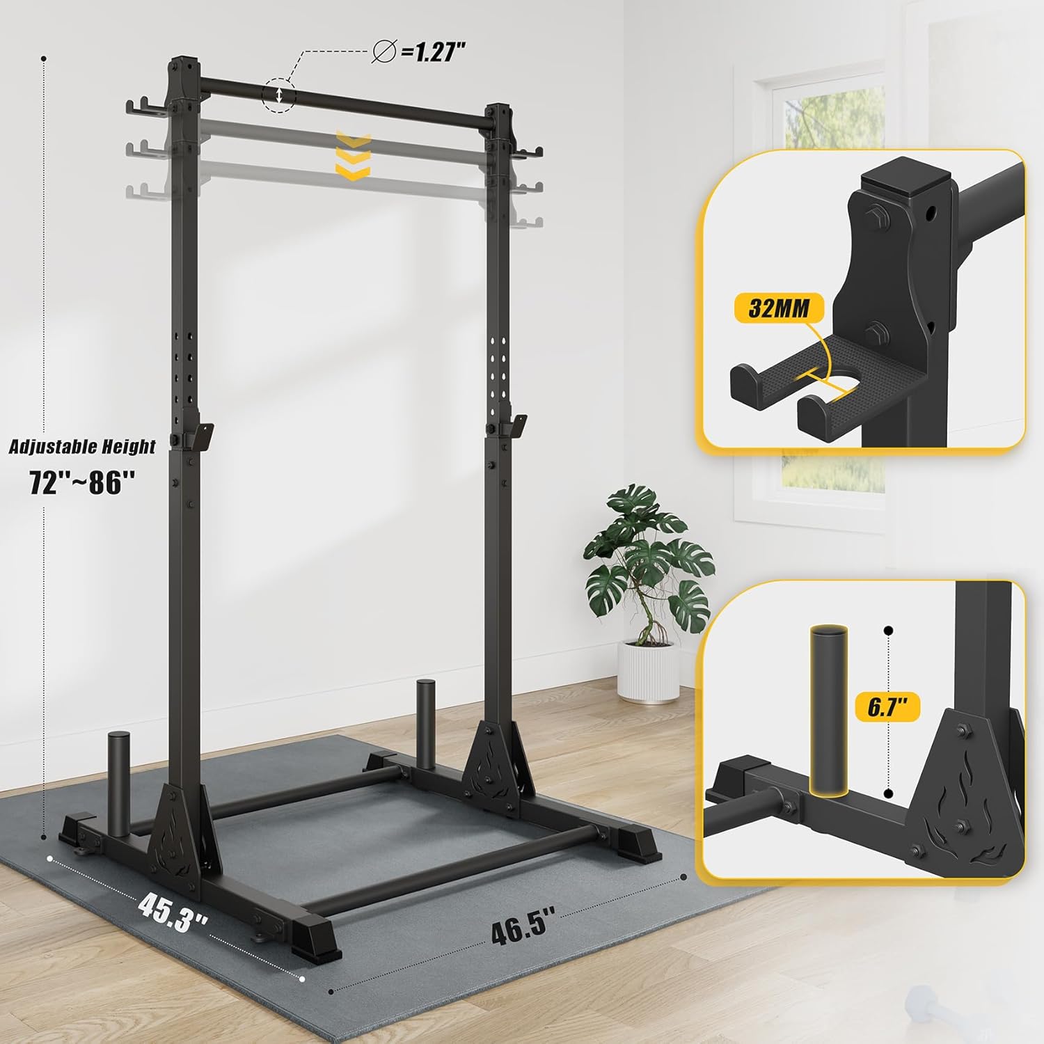Pull Up Station, Multifunctional Pull Up Bar Free Standing for Strength Training, Height Adjustable Power Tower, 600LBS Weight Capacity - Image 4