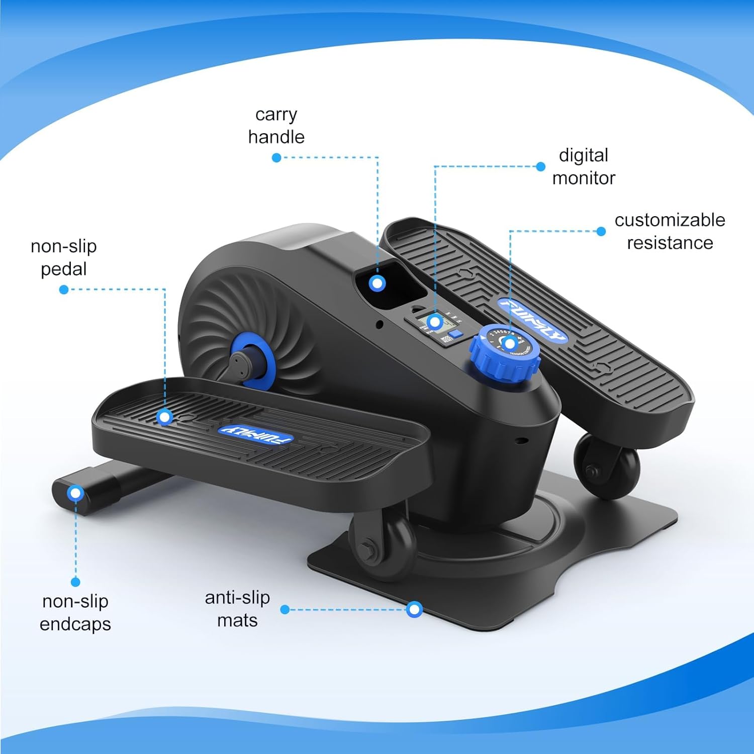 FUNMILY Under Desk Elliptical, Desk Bike Pedal Exerciser, Fully Assembled Leg Exerciser 2 in 1 Seated Standing Elliptical, Ultra-Quiet Mini Elliptical Machines for Home Office Use - Image 8