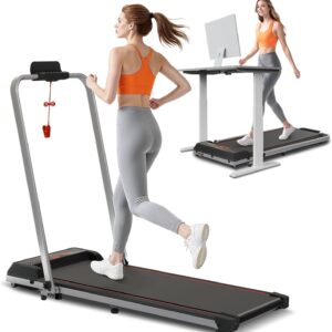 Jackfield Walking Pad with Handle Bar, 2.5HP Treadmills for Home, Portable Under Desk Treadmill with 8% Incline, 3 in 1 Compact Walking Pads with LED Display, 265 Lbs Capacity, Remote Control