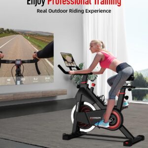 HARISON Semi-Commercial Exercise Bike 400 lbs Capacity, Magnetic Stationary Bikes for Home Gym with Bluetooth & Tablet Holder & Comfortable Seat Cushion