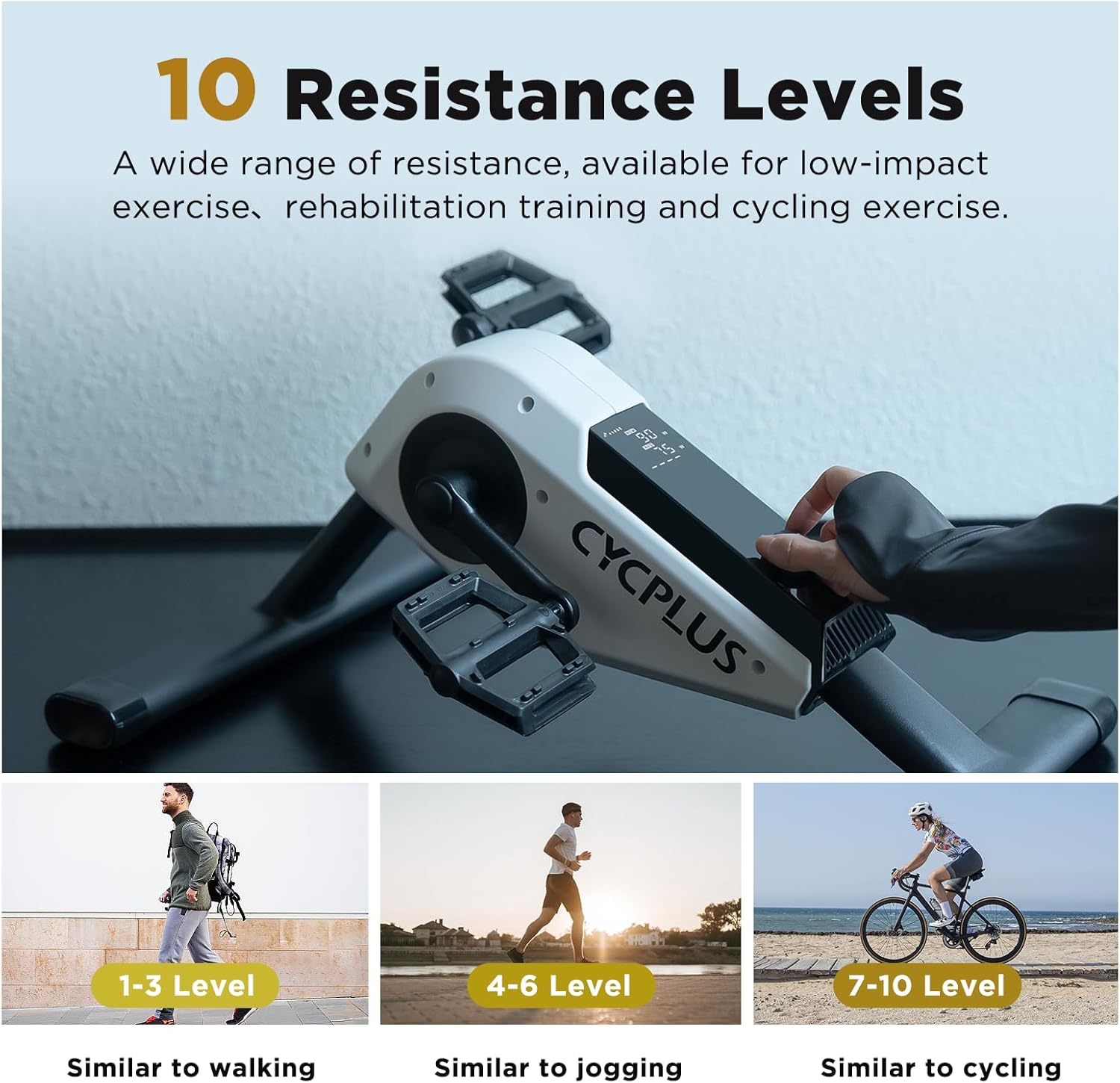 CYCPLUS DC1 Mini Pedal Exerciser, Self-Powered 160W Brushless Motor, ERG Mode & App Sync, Ultra-Quiet Magnetic Resistance, Compact for Office/Home (10.6lb, 0.18㎡ Space-Saving) - Image 3