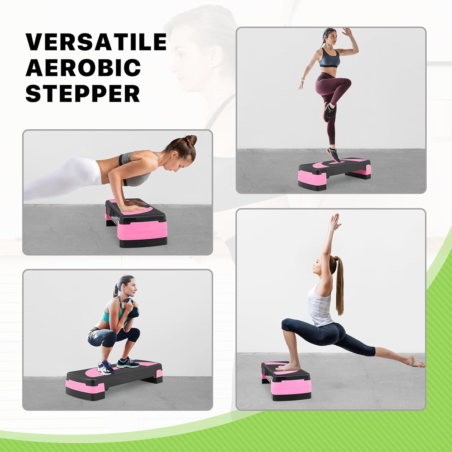 Aerobics Stepper Platform for Exercise Adjustable Compact Workout Step for Cardio, Core and Strength Training - Image 5