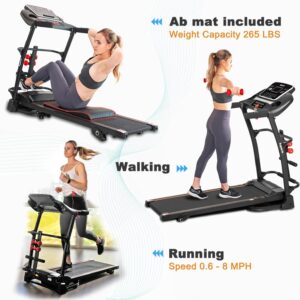Ksports Foldable 16.5 Inch Cardio Fitness Portable Treadmill with Bluetooth Connectivity, LCD Display, and Tracking Apps for Home Gym Equipment, Black