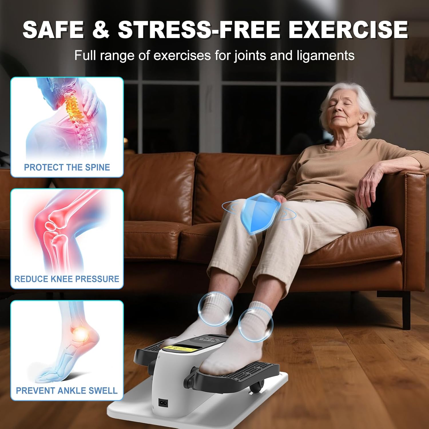 Under Desk Elliptical Machine, Electric Seated Pedal Exerciser,Elliptical Leg Exercisers for Seniors,Mini Ellipse Leg Exerciser with Remoter,12 Adjustable speeds Pedal Exerciser - Image 5