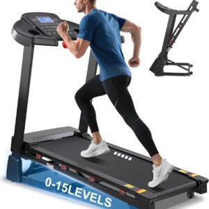 ECHANFIT Treadmill with 15% Auto Incline, Folding Treadmill for Home, 0.6-10 MPH, 350 LB Capacity, 18.11″ Wide Running Belt, 3.5 HP, Shock Absorption, Bluetooth Speaker & App