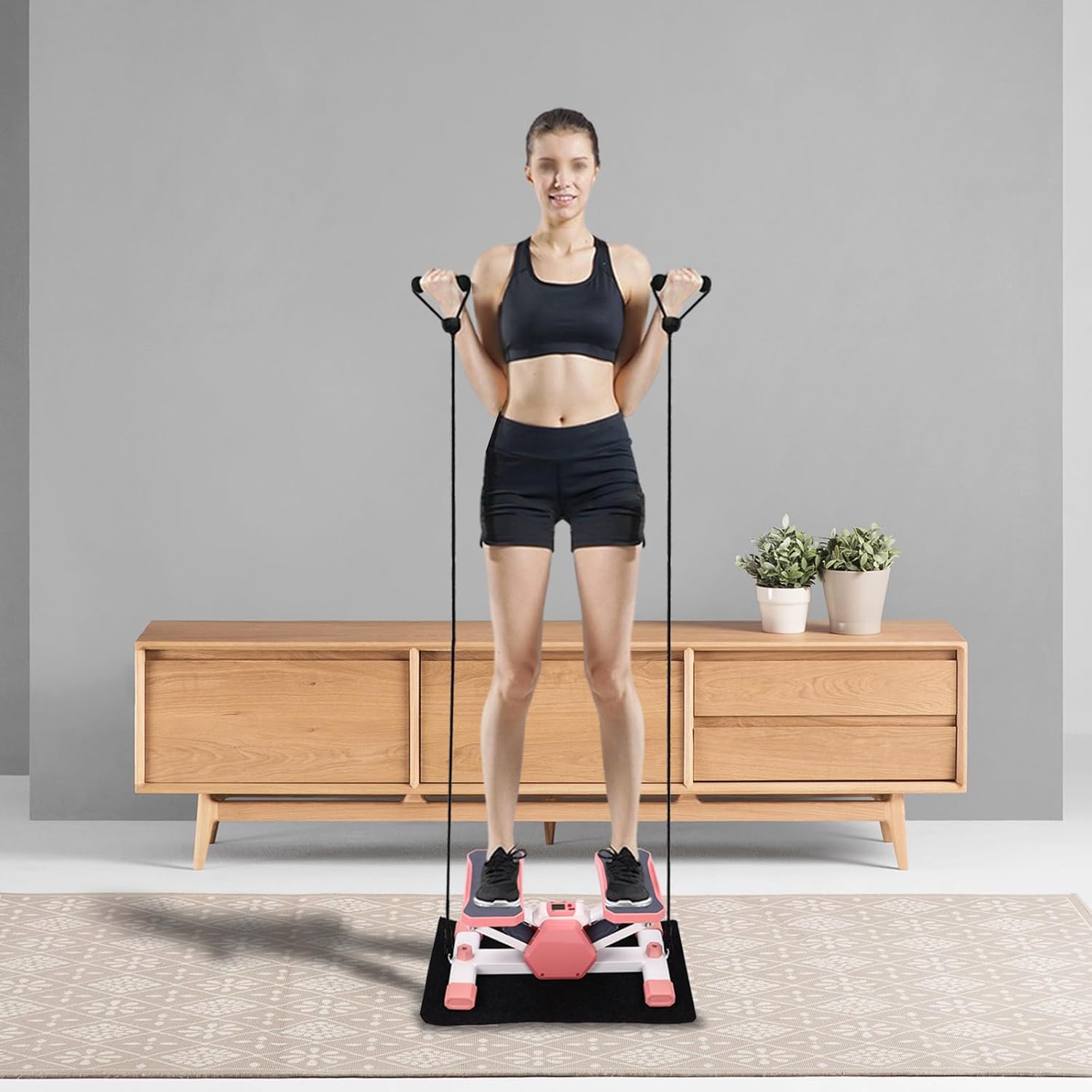 Twist Steppers for Exercise, Mini Stair Stepper Machine with Resistance Bands 330lbs Loading Capacity, Stair Stepper with Resistance Bands and LCD Monitor, Portable Exercise Equipment for Home Workout - Image 5