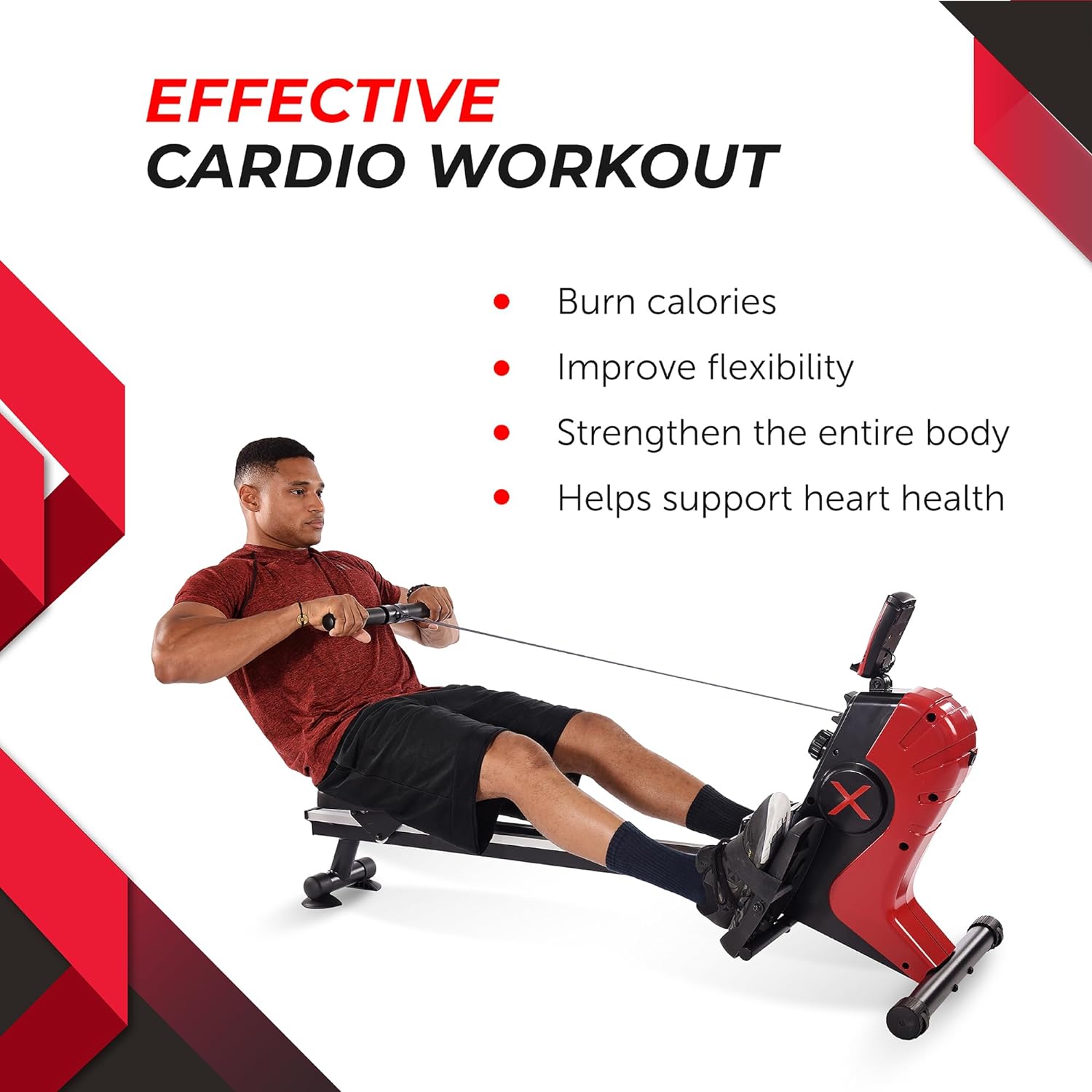 Stamina Magnetic Rower - Rower Machine with Smart Workout App - Rowing Machine with Magnetic Resistance for Home Gym Fitness - Up to 250 lbs Weight Capacity - Image 4