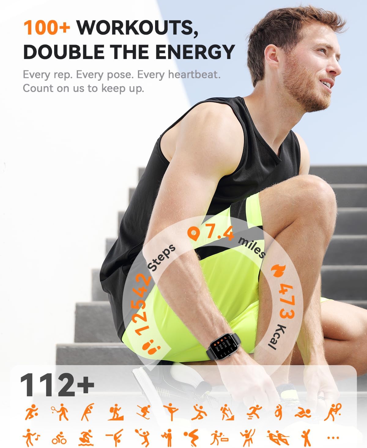 Smart Watches for Men Women(Answer/Make Call), 1.85 inch HD Fitness Tracker Watch with Activity Counter/Sleep Monitor/ 110+ Sports Modes, IP68 Waterproof Smart Watch for Android iPhone iOS Compatible - Image 3