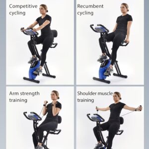 Merax Workout Bike For Home – 4 In 1 Recumbent Exercise Bike and Upright Indoor Cycling Bike Positions, 16 Levels Magnetic Resistance Exercise Bike, Foldable Stationary Bike Machine, Fitness Bike