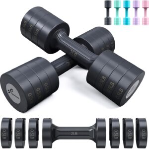 Sportneer Adjustable Dumbbells Hand Weights Set: 5 lb Dumbbell Set of 2 Each 2lb 3lb 4lb 5lb Free Weights Fast Adjust Weight 4 In 1 Weights Dumbbells Set for Women Men Home Gym Exercise Training