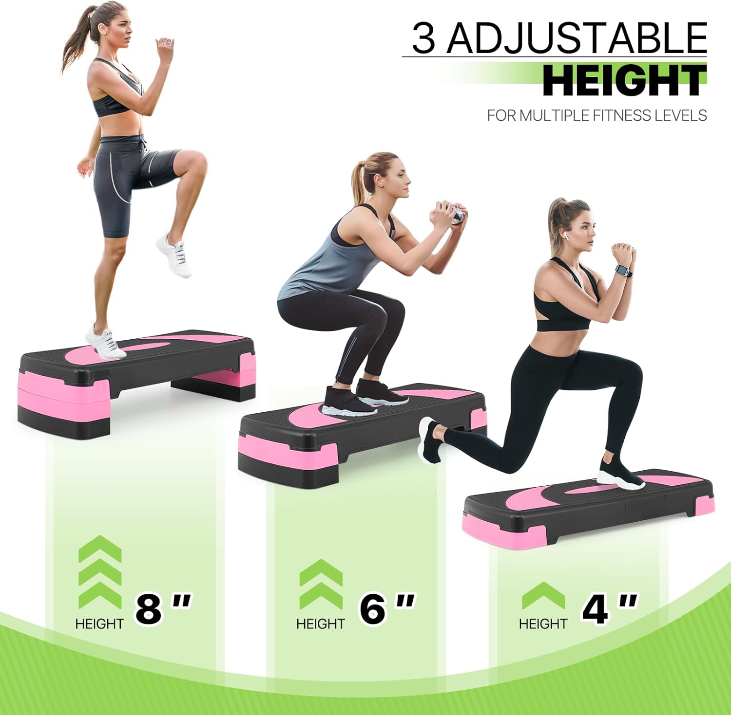 Aerobics Stepper Platform for Exercise Adjustable Compact Workout Step for Cardio, Core and Strength Training - Image 7