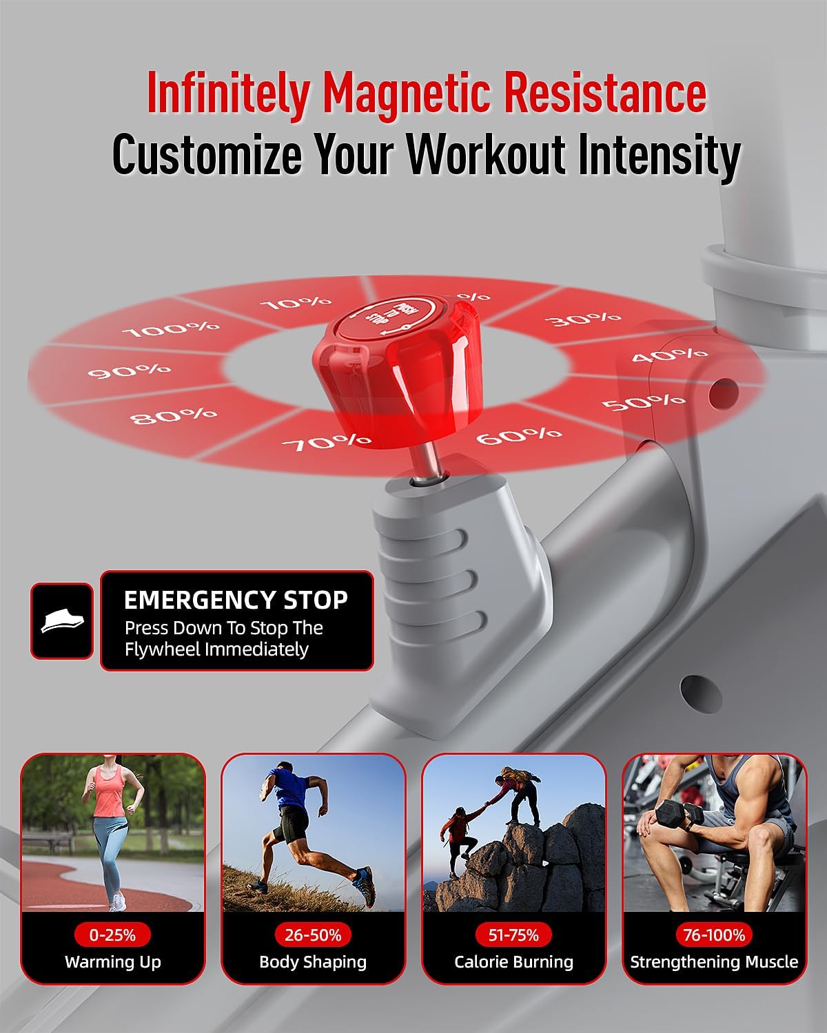 HARISON Semi-Commercial Exercise Bike 400 lbs Capacity, Magnetic Stationary Bikes for Home Gym with Bluetooth & Tablet Holder & Comfortable Seat Cushion - Image 5