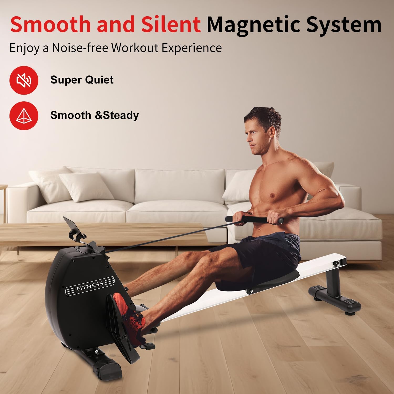 Rowing Machine 264 LBS Weight Capacity Foldable Rower for Home Use with Comfortable Seat Cushion - Image 7