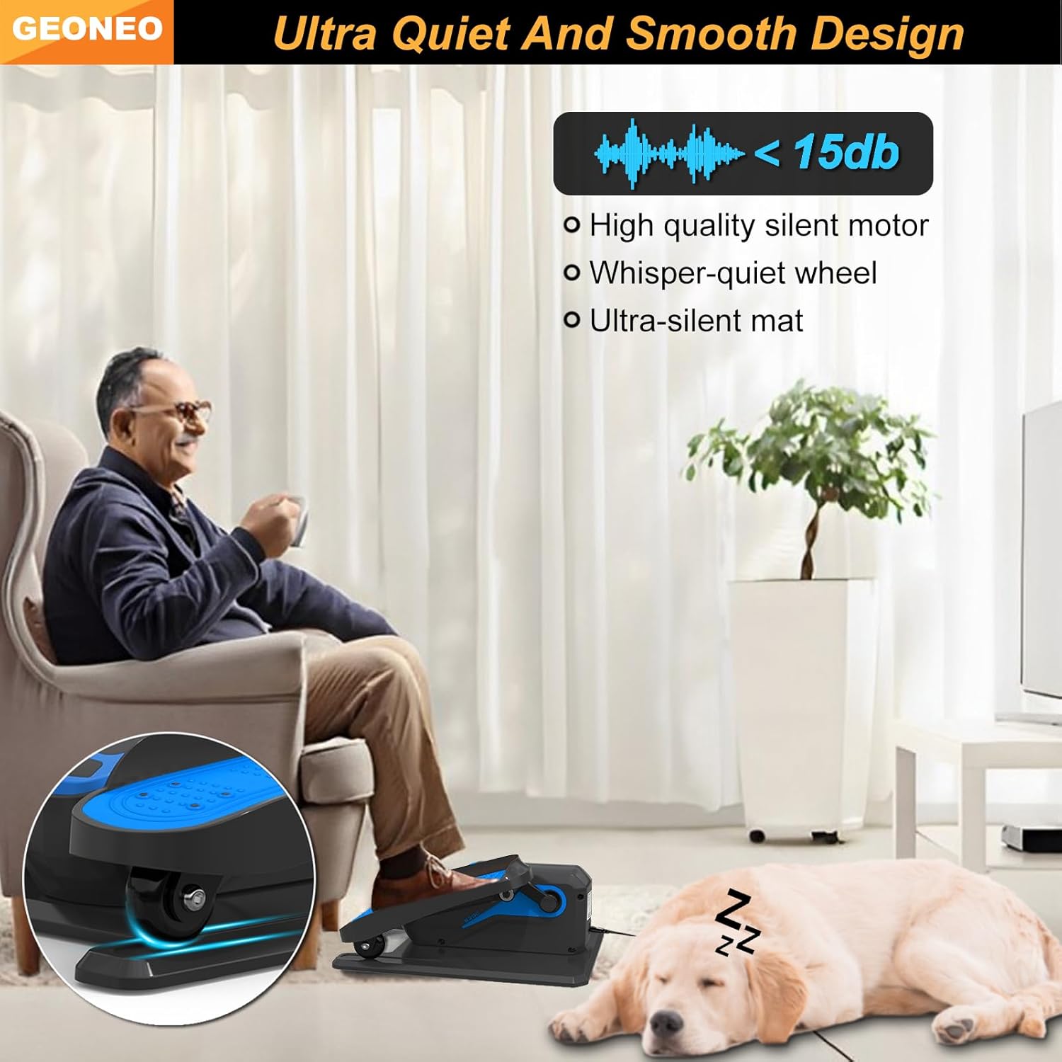 Under Desk Elliptical Machine, Electric Ellipse Leg Exerciser for Senior, Quiet and Compact Electric Seated Pedal for Home with Display Monitor, Remote Control and 12 Adjustable Speeds - Image 4