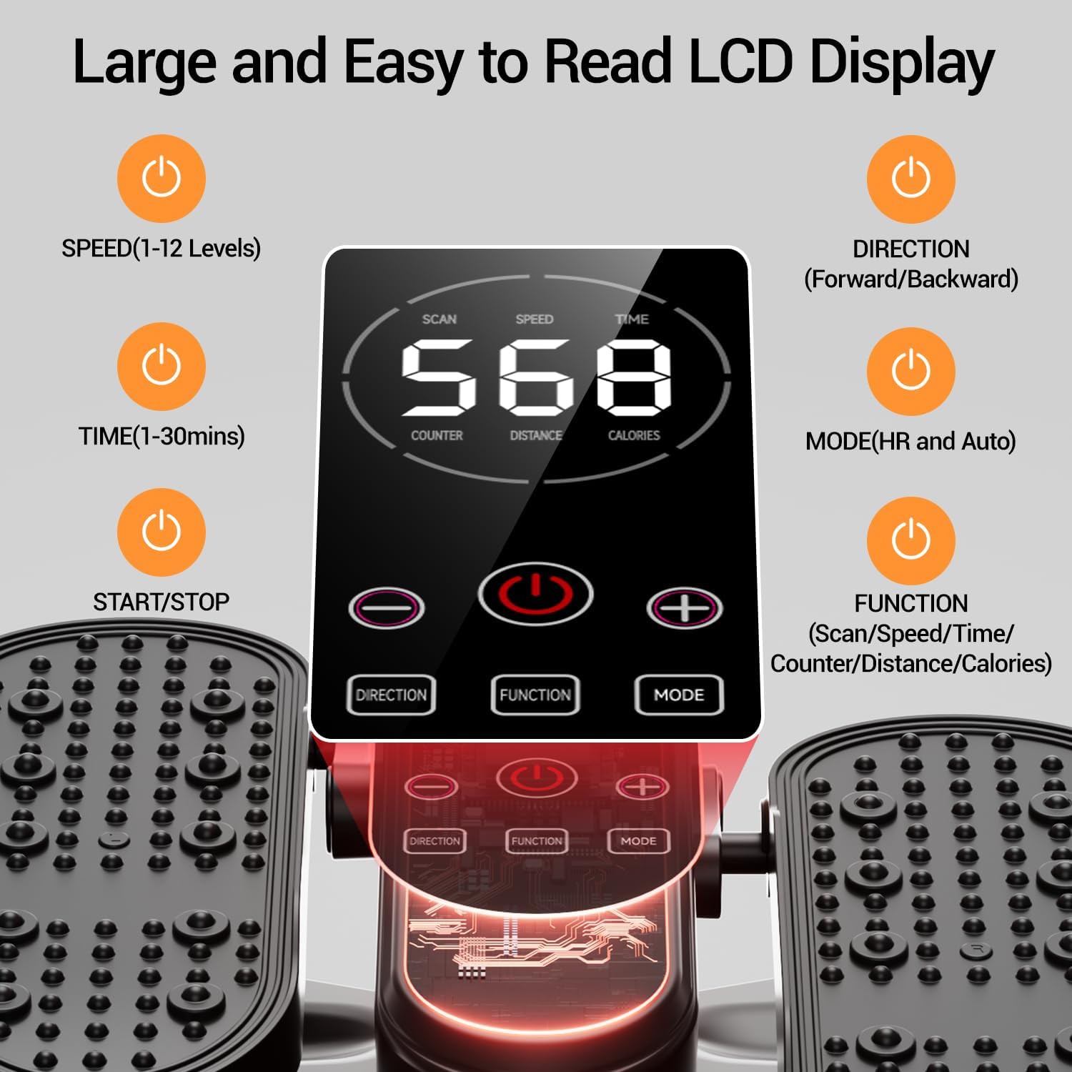 Under Desk Elliptical Machine, Electric Ellipse Leg Exerciser as Seen on Tv for Seniors, Quiet Portable Seated Pedal Exerciser with Remote Control, 12 Adjustable Speeds, Auto & HR Mode for Home Office - Image 3