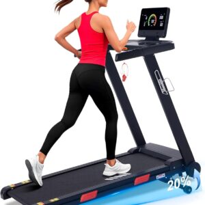 Auto Incline Treadmill, 20% Incline, 3.0HP, 10 MPH Running Machine, 18.5″ Wide Belt, 350 lbs Capacity, Treadmill for Home with Bluetooth App
