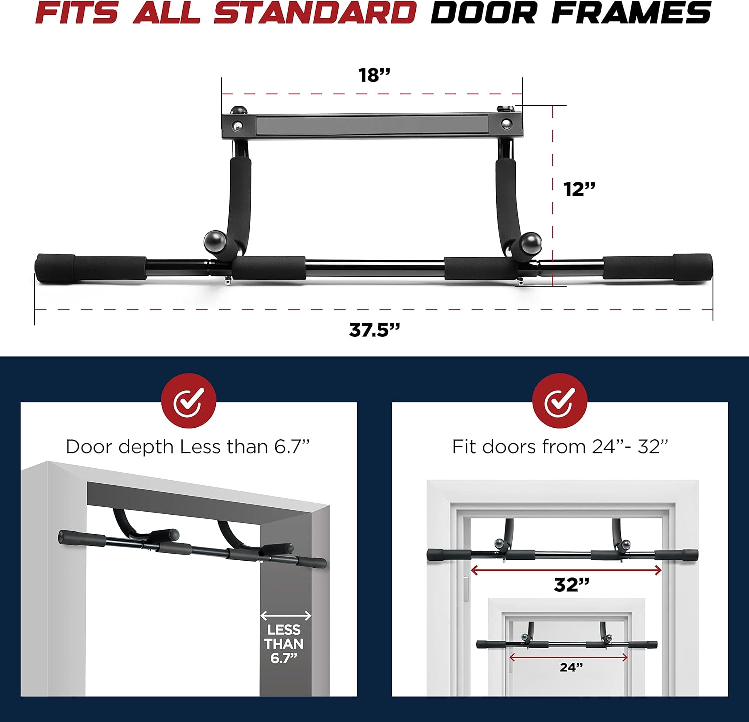 Sagler Pull up bar Doorway Heavy Duty Chin up bar Trainer for Home Gym Doorway Pull up bar or dip bar - Image 2