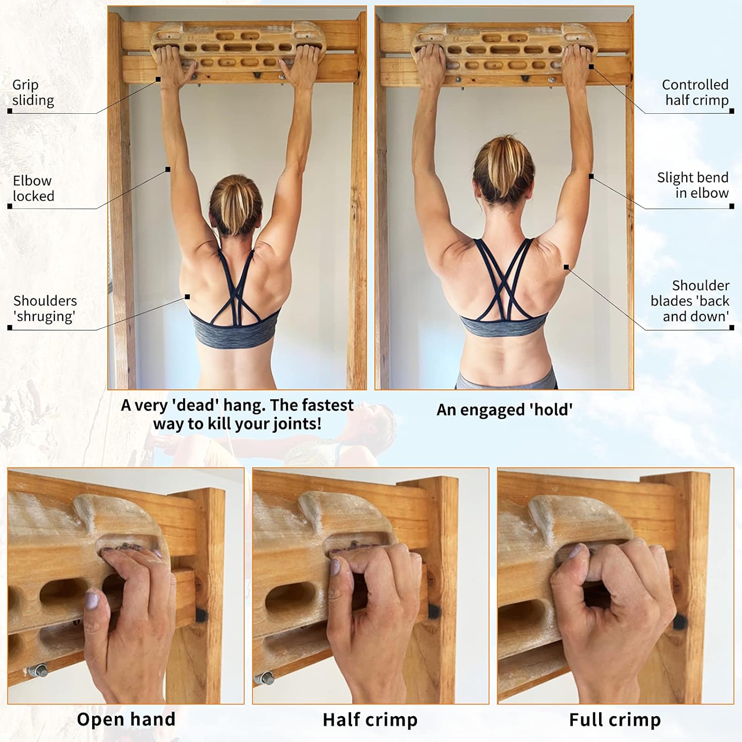 TWO STONES Climbing Hangboard Rock Climbing Training as Climbing Fingerboard with Jugs, Slopes and Edges, Pockets as Door Mounted Training Station Rock Climbing Pull Up Bar - Image 4