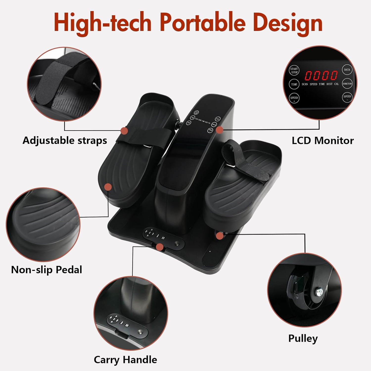 Under Desk Elliptical Machine, Electric Seated Pedal Exerciser for Seniors & Adults, Compact Quiet Ellipse Leg Exerciser with Remote, Foot Pedals for Home Office Workout Equipment - Image 8