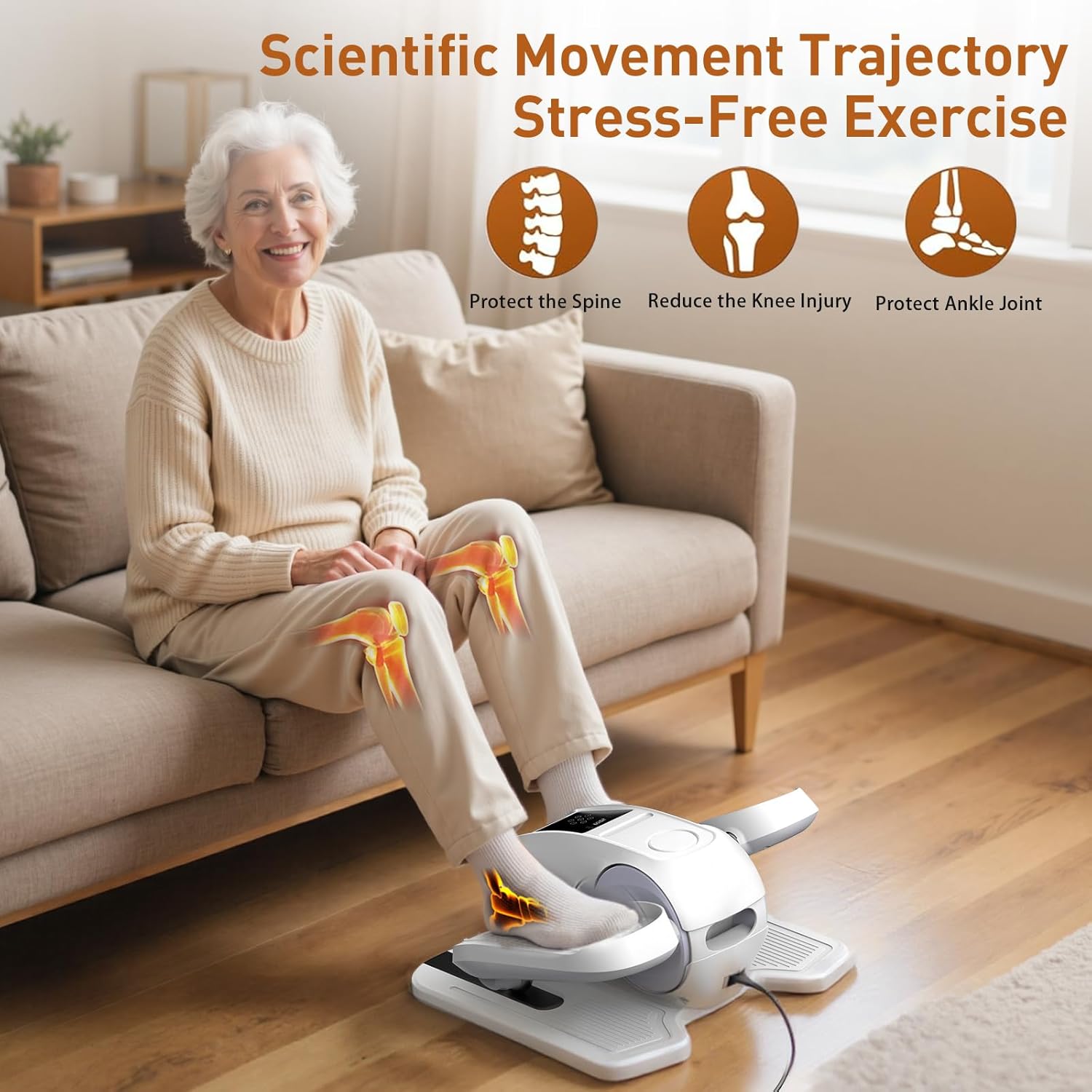 Under Desk Elliptical Exercise Machine,Ellipse Leg Exerciser as Seen on TV,12 Speeds Leg Exerciser While Sitting for Seniors, Portable Electric Seated Foot Pedal Exerciser for Home Office - Image 2
